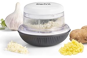 Starfrit Mini Rolling Chopper - Effortless Chopping with Dual Blades - Non-Slip Base - White