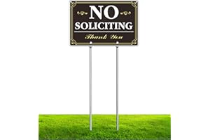 KOALAAT No Soliciting Sign for House 12" x 8" Large No Soliciting Yard Signs with 16" Long Stakes Weather Resistance No Fade Aluminum Metal
