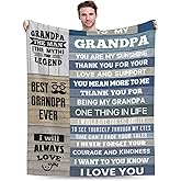 Jieoyfyug Grandpa Gifts from Grandkids, Best Grandpa Ever Blanket 60"x50" for Bedding Sofa, Father's Day Christmas Retirement Birthday Gifts for Papa Men Dad