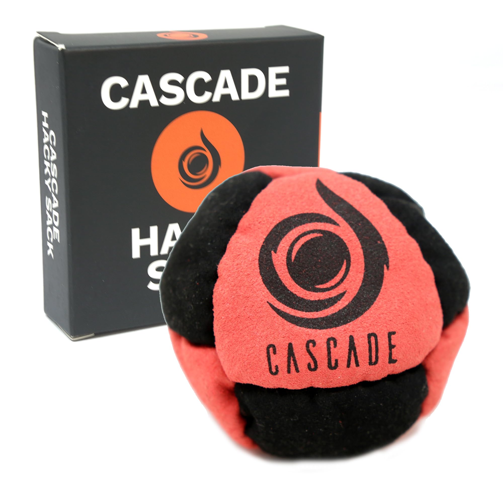 Cascade Pro 8 Panel Hacky Sack - Pro Freestyle Footbag - Trick Foot Bag (Red/Black)
