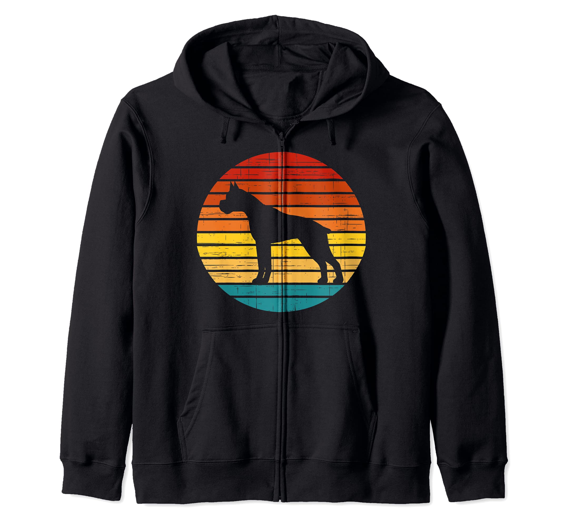 Boxer Dog Vintage Retro Sunset Dog Lovers Zip Hoodie