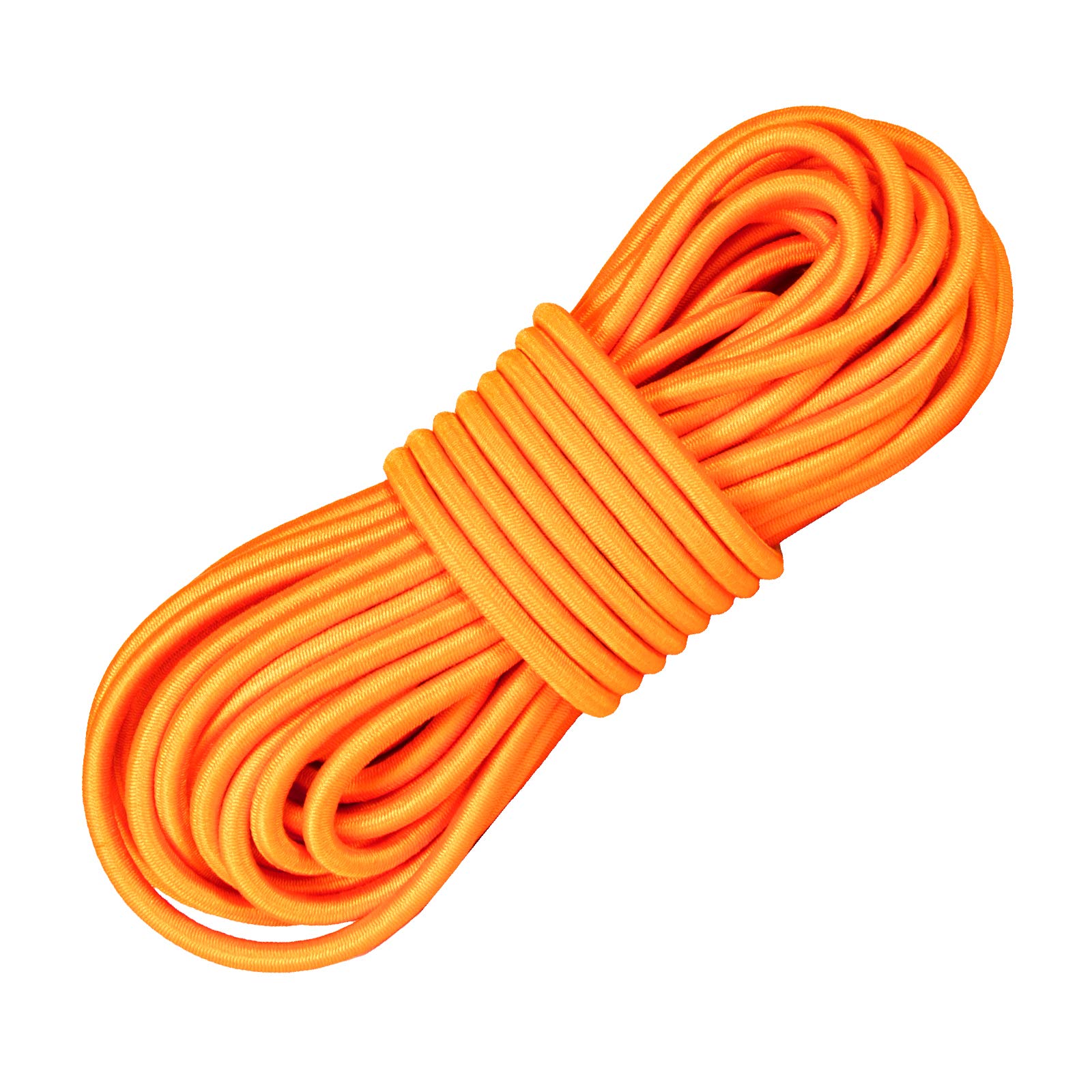 Strong Elastic Bungee Shock Cord, 32ft 5/32" (4mm) Stretch String Rope, Marine Grade Tarps Tie Down Straps for Camping, Trailer Strap, Shoe Laces, Crafting, Boat, Kayak, DIY Projects Orange