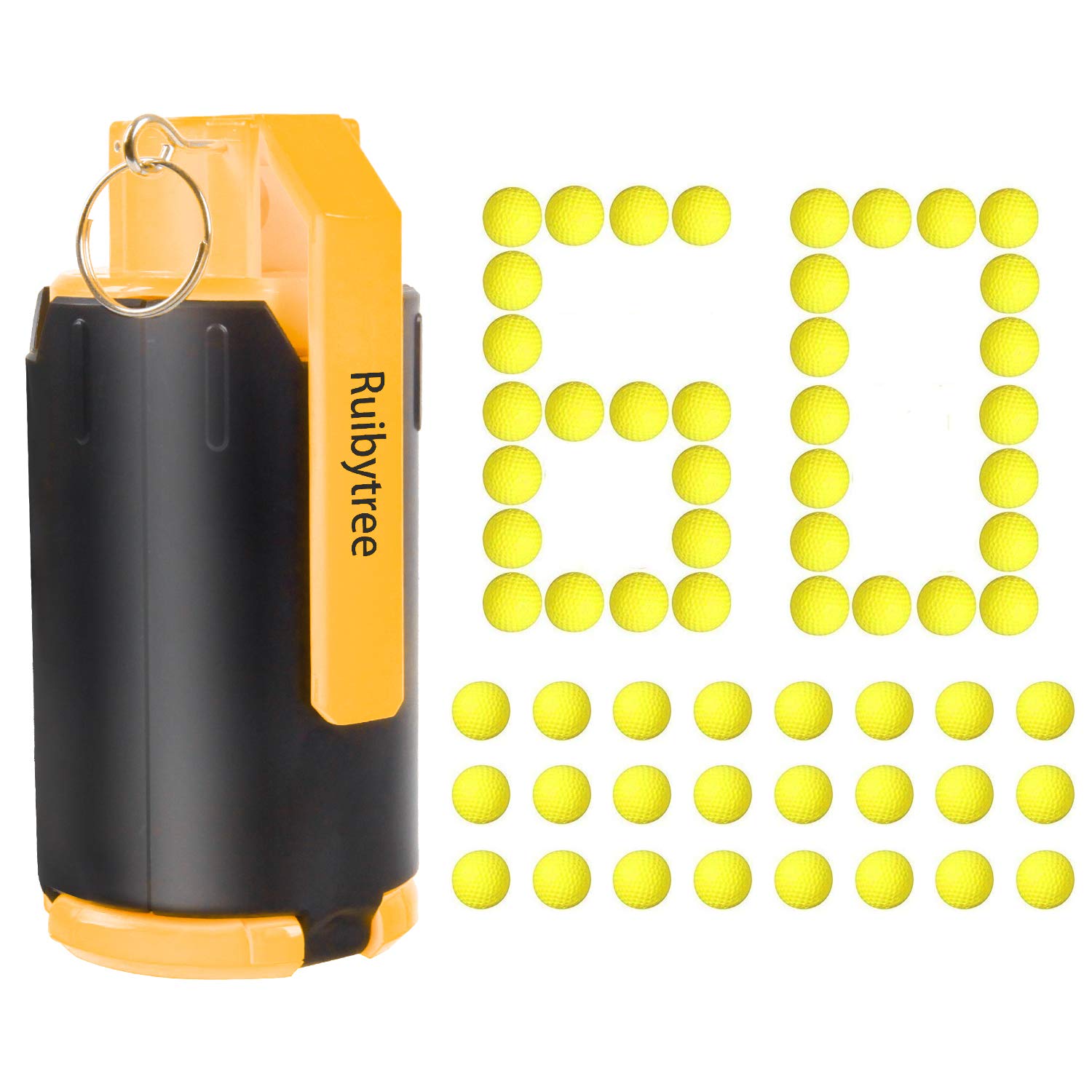 Photo 1 of Ruibytree Tactical Plastic Toy Bomb for Nerf CS Nerf Rival Battle Game with 60PCS Rounds Refill Balls Ammo (Yellow)