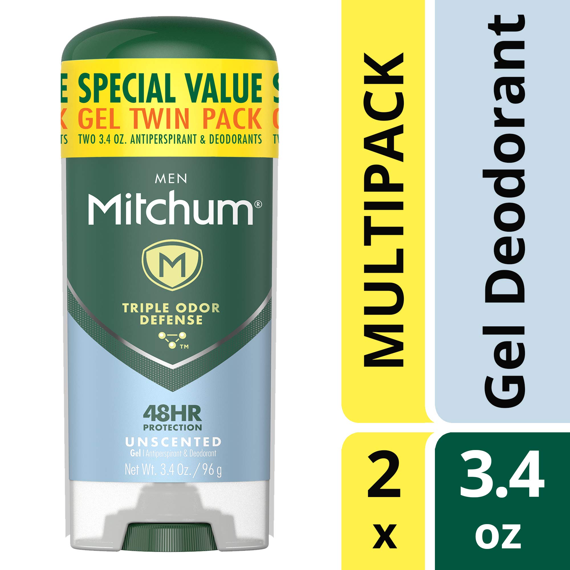 Mitchum Antiperspirant Deodorant Stick for Men, Triple Odor Defense Gel