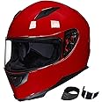 ILM Full Face Motorcycle Street Bike Helmet with Removable Winter Neck Scarf + 2 Visors DOT Model-JK313