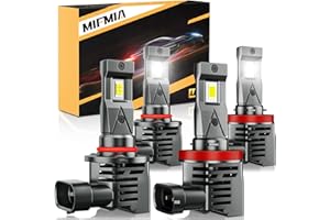 MIFMIA 9005 H11 LED Bulbs Combo, 600% Brighter 1:1 Mini Size, Plug-N-Play Wireless 6500K Cool White Backup LED Fog Light Bulbs with Cooling Fan, IP68 Waterproof, Pack of 4