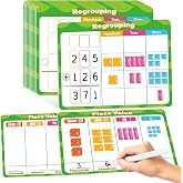 Laffunz 12 PCS Place Value Chart Dry Erase Flash Cards Math Manipulatives | Addition and Subtraction Learning Math Games for Kids, Base Ten Board 1st 2nd 3rd Grade Teacher Classroom Must Haves