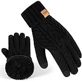 REDESS Winter Gloves for Women Thermal Warm Knit Fleece Lined Touchscreen Texting Gloves for Cold weather