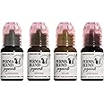 Perma Blend Microblading Pigments Kit for Permanent Makeup - Vegan & Skin-Safe Eyebrow & Eyeliner Tattoo Ink - Cool Eyebrow Tattoo Set & Double Black Eyeliner Ink (4 Pack)
