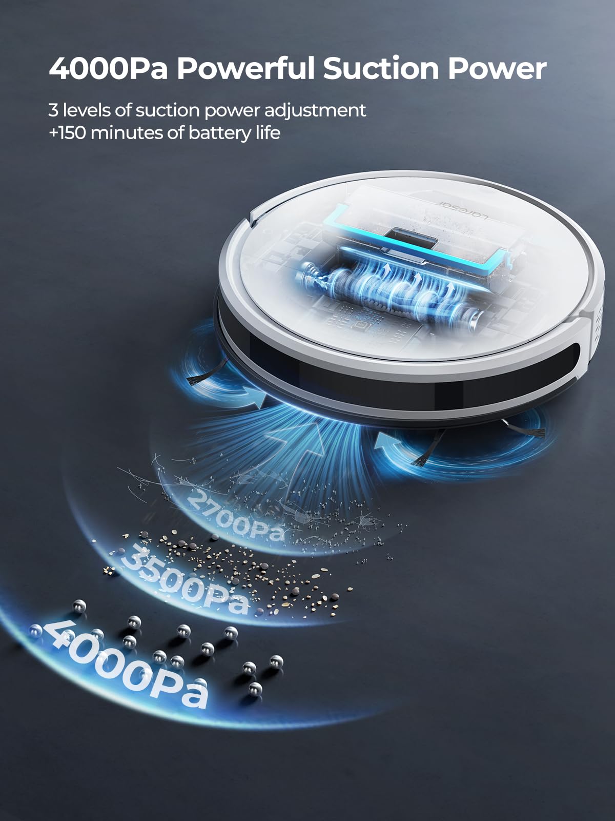 Laresar Robot Vacuum and Mop Combo, 3 in 1 Robotic Vacuum with 3.5L Self Emptying Station, Equipped with Lidar Navigation,Smart App Control, for Pet Hair/Floors/Carpets, L6 Pro, White