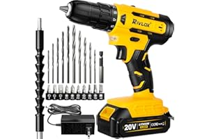 20V Cordless Drill Set, 21+1Torque, Electric Power Drill Cordless, Electric Screwdriver with 1300mAh Battery and 2A Charger, 