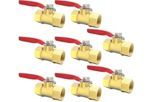 ChillWaves Brass Ball Valve, Air Compressor Ball Valve Shut Off Switch 1/4" NPT Female x 1/4" NPT Female Thread Pipe Fitting(8-PACK)