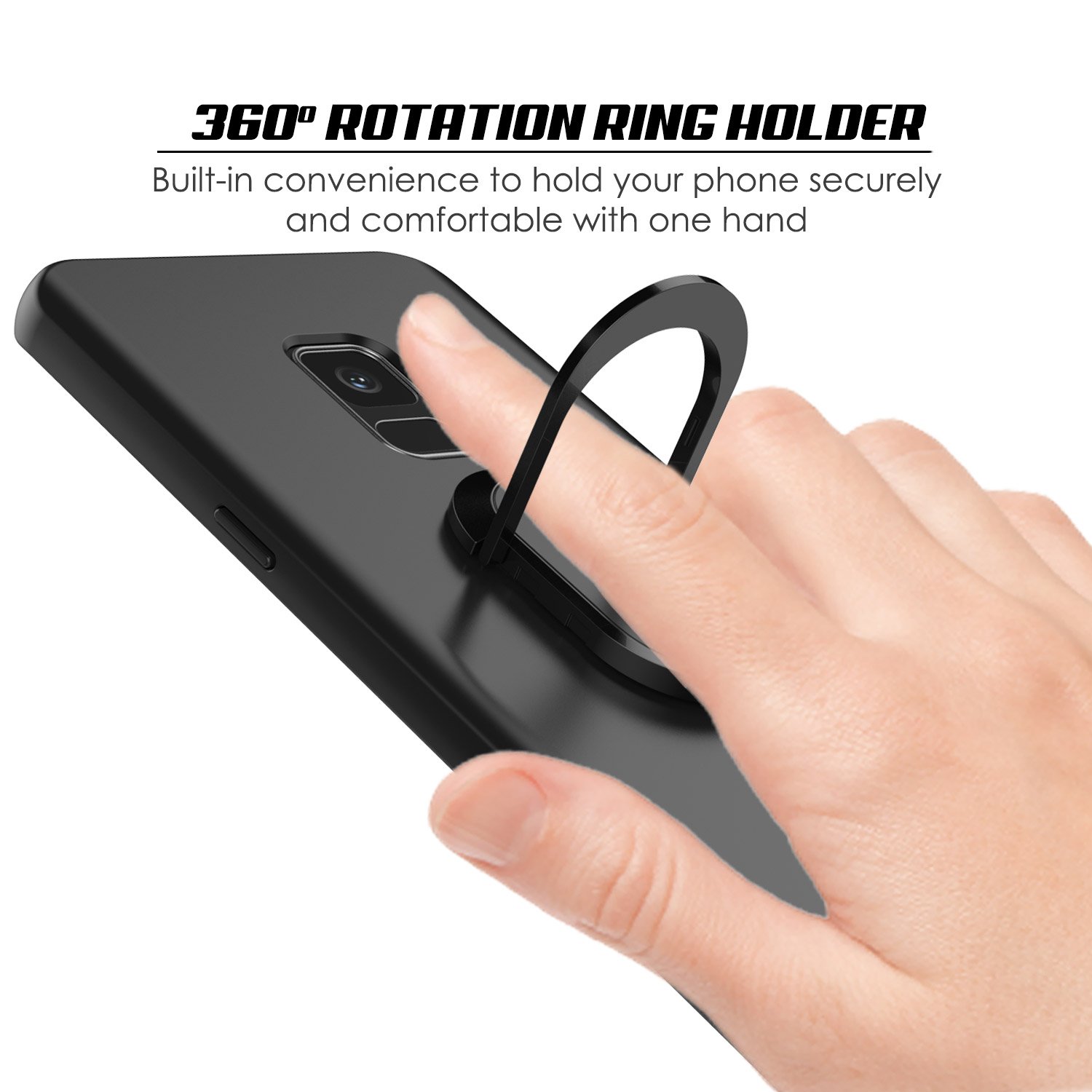 Galaxy S9 Case, Punkcase Magnetix Protective TPU Cover W/Kickstand, Ring Grip Holder & Metal Plate for Magnetic Car Phone Mount Plus PunkShield Screen Protector for Samsung S9 Edge [Black]