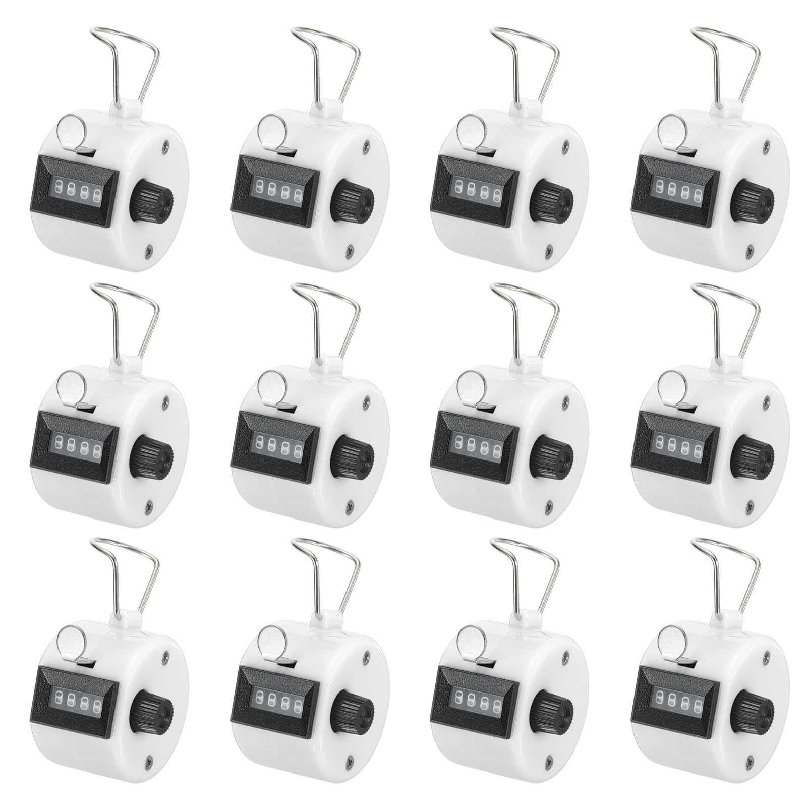 PATIKIL Clicker Counter, 12 Pcs 4 Digit Mechanical Handheld Tally Click Pitch Counter for Coaching Knitting, Golf, Lap, Fishing, White