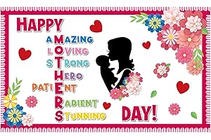 NAOZINEBI Happy Mother’s Day Bulletin Board Decoration Set Mothers Day Flower Bulletin Board Mothers Day Cutouts Mother Child Wreath Bulletin Boarders for Mother's Day Spring Sunday School Classroom Decor