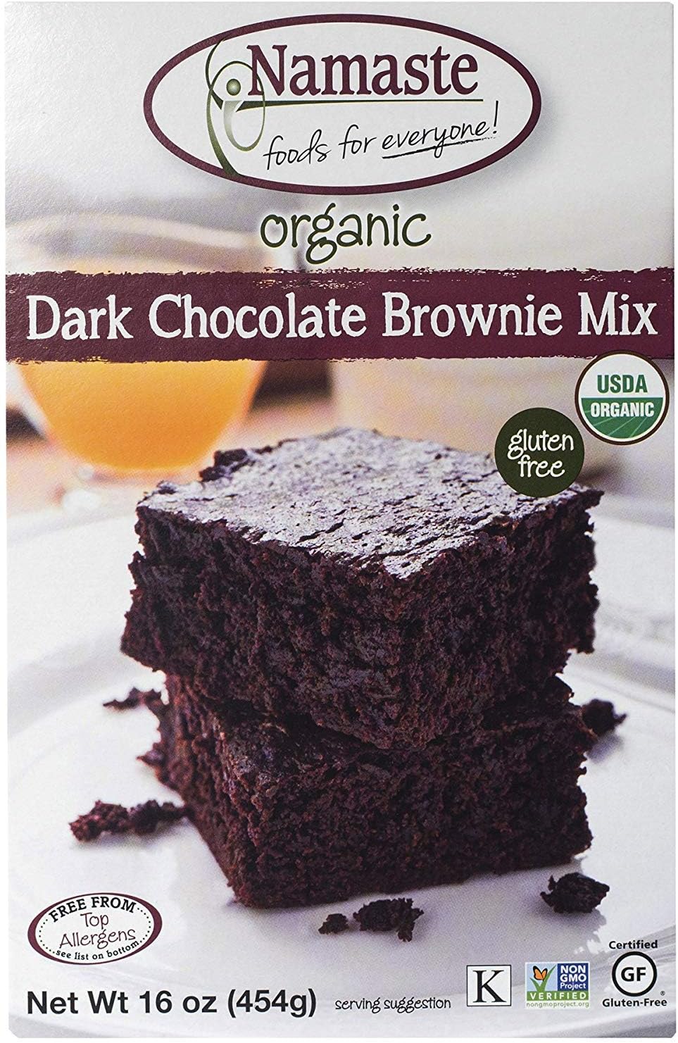 Namaste Foods Gluten Free Organic Dark Chocolate Brownie Mix, 16 Oz (3)