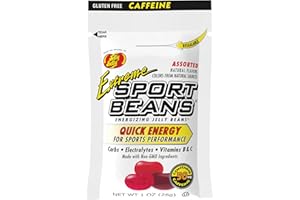 Extreme Sport Beans, Assorted Flavors with Caffeine, 1 Ounce Resealable Bag - 3 Naturally Fruity Flavors with Electrolytes and Vitamins - Kosher Jelly Belly Jelly Beans to Fuel Intense Exercise