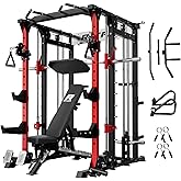 RitFit Buffalo Smith Machine, Power cage with LAT-Pull Down System & Cable Crossover System, All-in-One Squat Rack for Home G