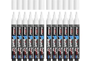 Overseas White Paint Pens - Permanent Acrylic Paint Markers 12 Pack, Water-Based, Quick Dry, Waterproof Marker Pen for Rock, Wood, Plastic, Metal, Canvas, Glass, Fabric, Tire, Mugs. Medium Tip