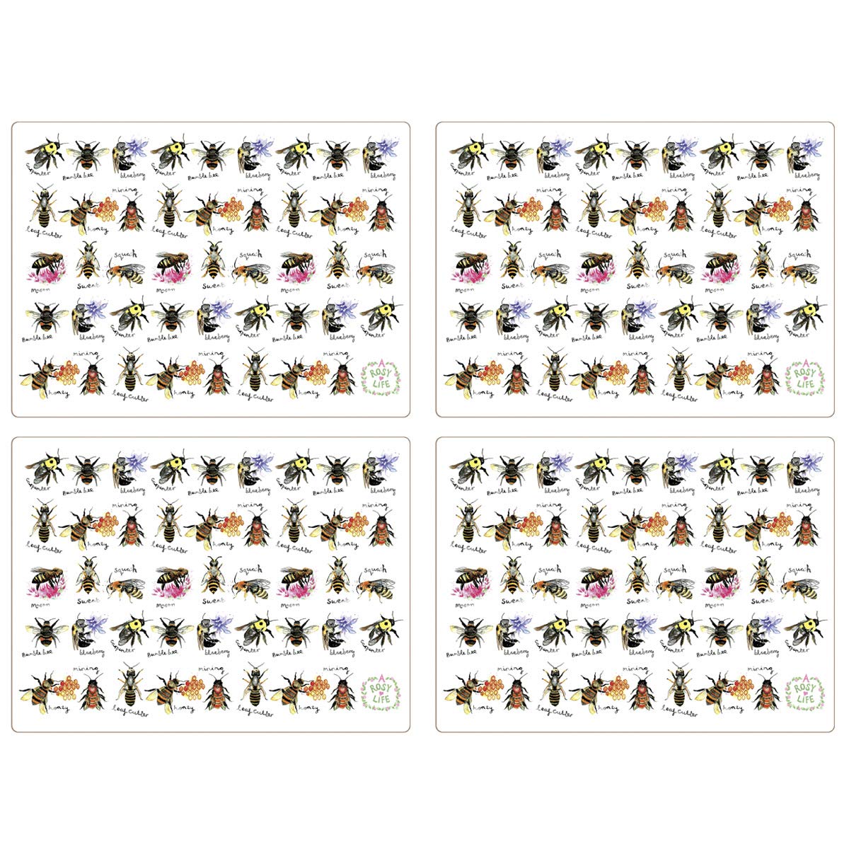 iStyle Beautiful Bees Set of 4 Placemats