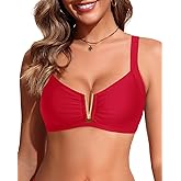 V Wired Bikini Top Only - Vintage Swim Top Padded Bra Swimsuits