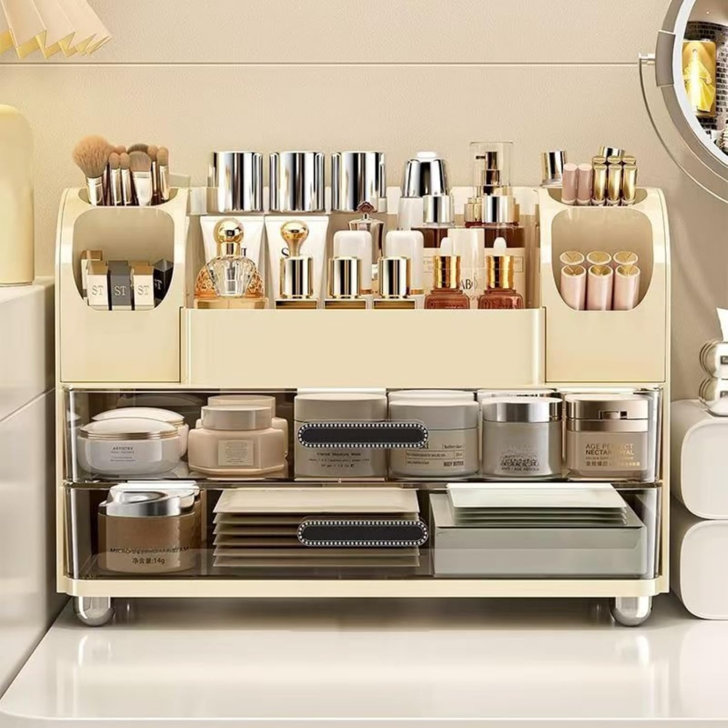 Condition photo showing New/Like New for makeup organizer with 2 drawers, cosmetic display case, storage holder for vanity, bathroom counter,