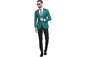 ELINA FASHION Men's Plaid Blazer 2 Button Lightweight Regular Fit Checked Plaid Suit Sport Coat Jacket Casual Daily Dress Jacket Sport Coat