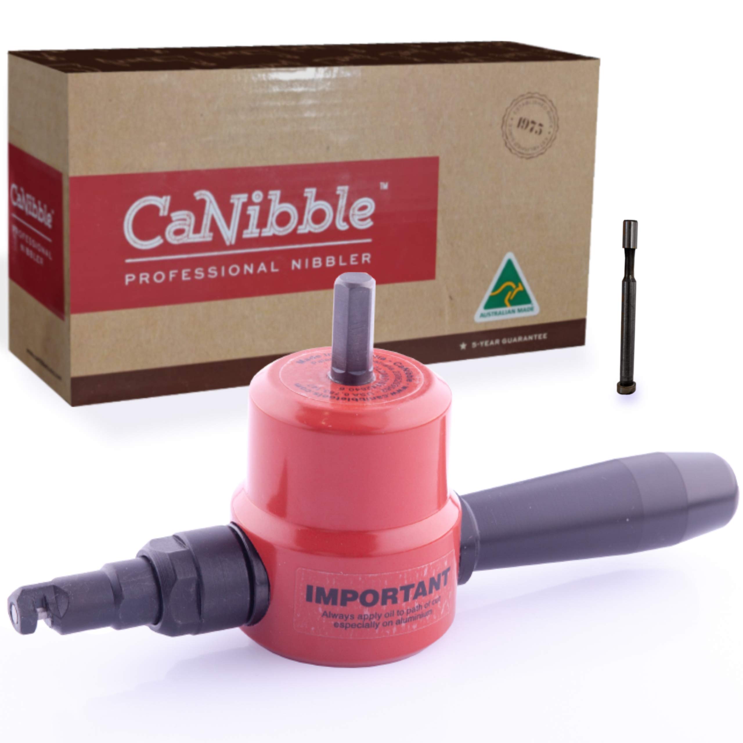 CaNibble Drill Attachment Nibbler, for Flat & Corrugated Sheets Up to 14 Gauge, Safe, Versatile Multi-Direction Cutting