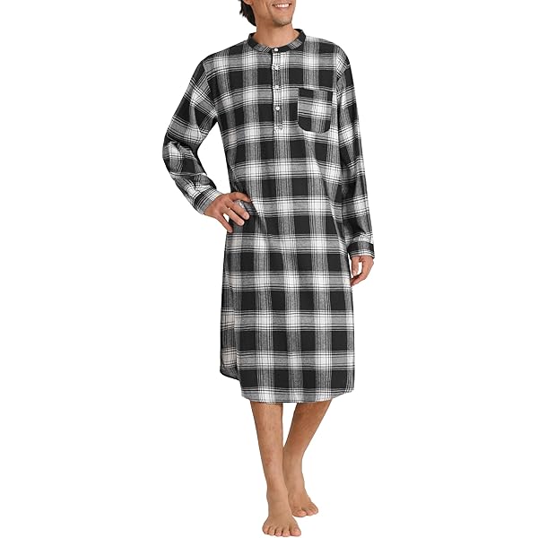 Flannel Shirts For Men Mens Long Nightshirts Buying Guide | Latuza Men's Long Sleeves Cotton Flannel Nightshirt Mens Flannel Night Shirt Men