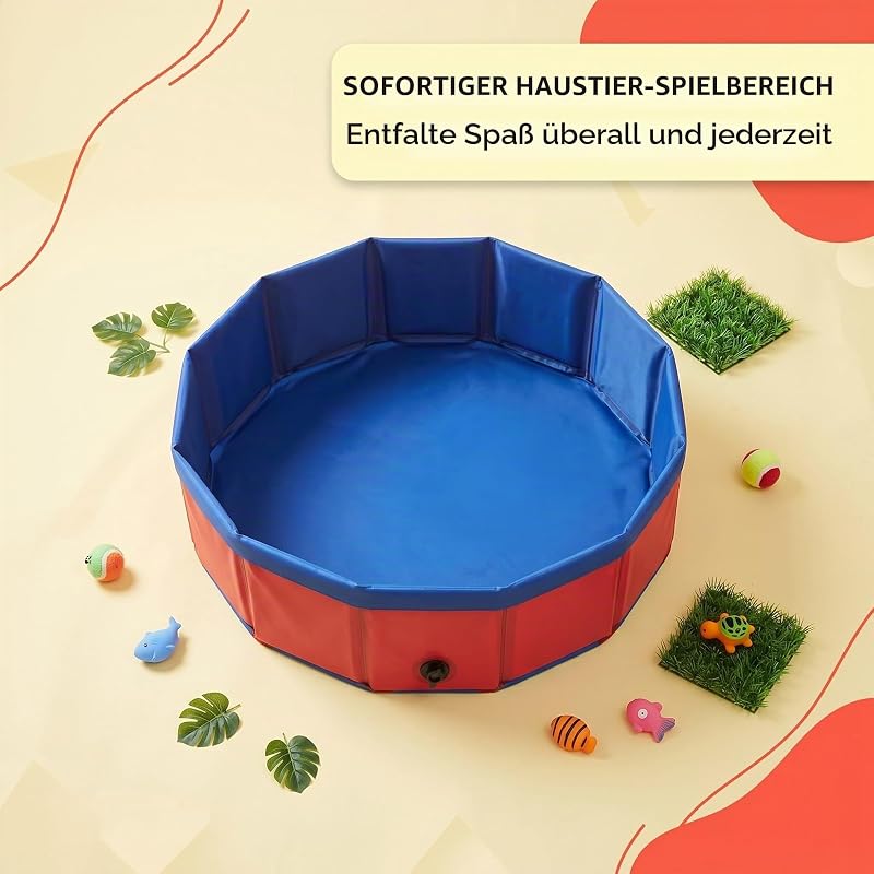 1 Stück Katzenpool aus PVC, faltbarer Bade- und Planschbecken für Katzen & Kleintiere, rot, 30 x 10 cm, ideal für Outdoor-Camping