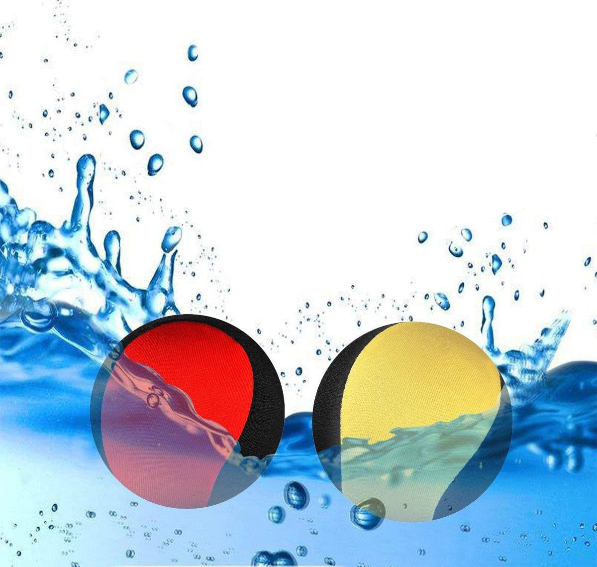 MAKFORT 2 Pack Bouncing Water Skim Ball - Funny Pool Toys Bounce on The Water - Surfing Balls (Red + Yellow)