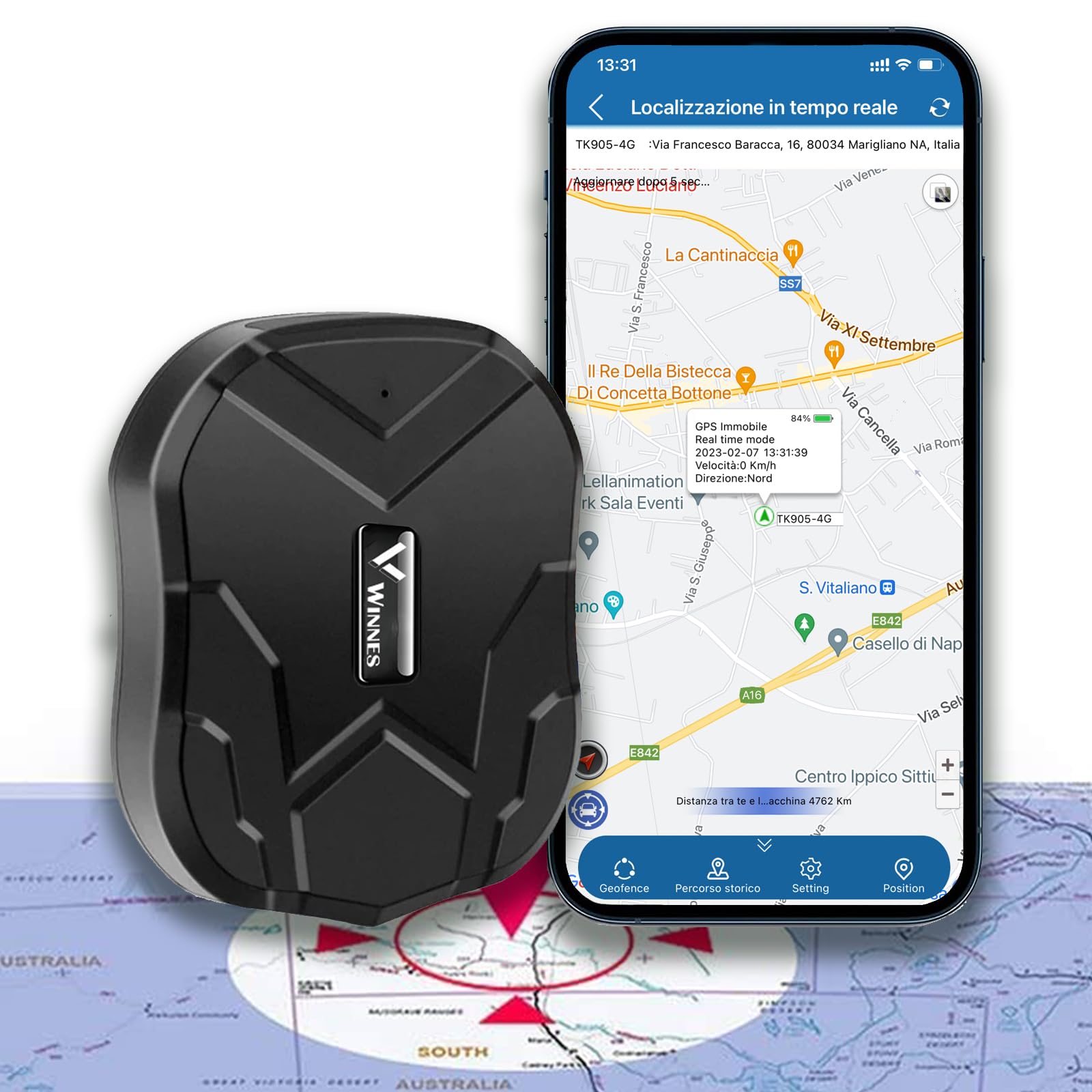 Zeerkeer GPS Tracker, Waterproof Car Tracker Anti-lost GPS Locator 3 Months Long Standby Strong Magnetic Rechargable gps tracker for car/vehicle/motocycle TK905