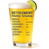 Retirement Gifts for Men – Funny Beer Glass with Weekly Schedule – Best Retirement Gift for Dad, Husband, Grandpa or Friend – Gag Present for Retired Men, Teacher, Nurse, Doctor
