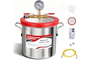 ROGVOC 2 Gallon Vacuum Chamber, 201 Stainless Steel Degassing Chamber with Acrylic Lid and 4.9 ft Hose, for Resin, Silicone, Epoxy, Plaster Degassing and Wood Stabilization Projects