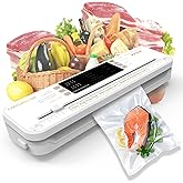 MEGAWISE Food Vacuum Sealer for Food Preservation, Freezer Storage & Meal Prep, Dry & Moist Modes, Built-in Cutter Compact, White