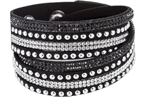 Long tiantian Leather Wrap Bracelets for Women, Boho Multi-Layer Purple Bracelets Western Jewelry Cowgirl Outfits for Women