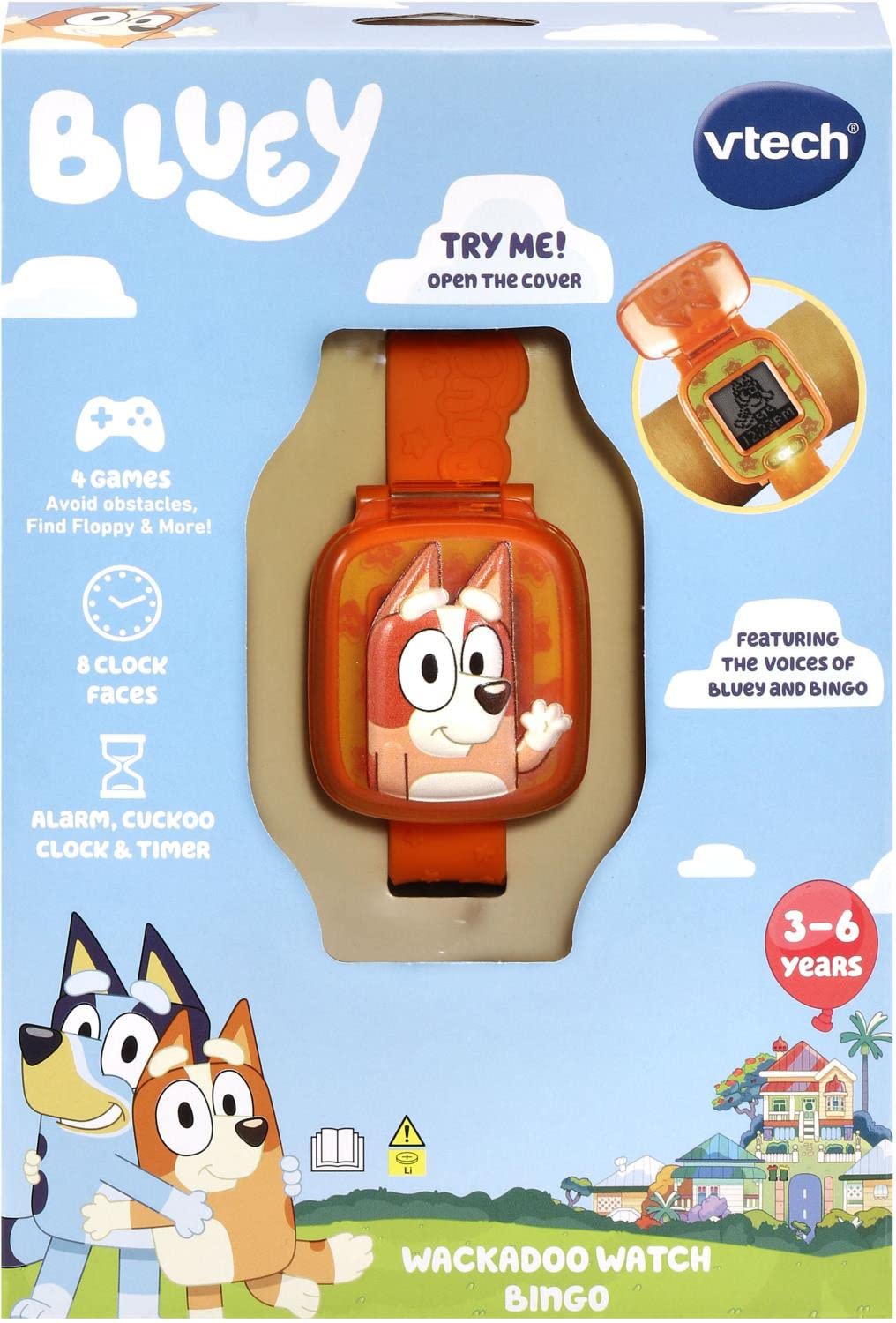 VTech Bluey Wackadoo Bingo Learning Watch, Official Bluey Toy, Toddler Watch with Stopwatch, Timer, Alarm & Games, Educational Gift for Children Ages 3, 4, 5, 6 + Years, English Version