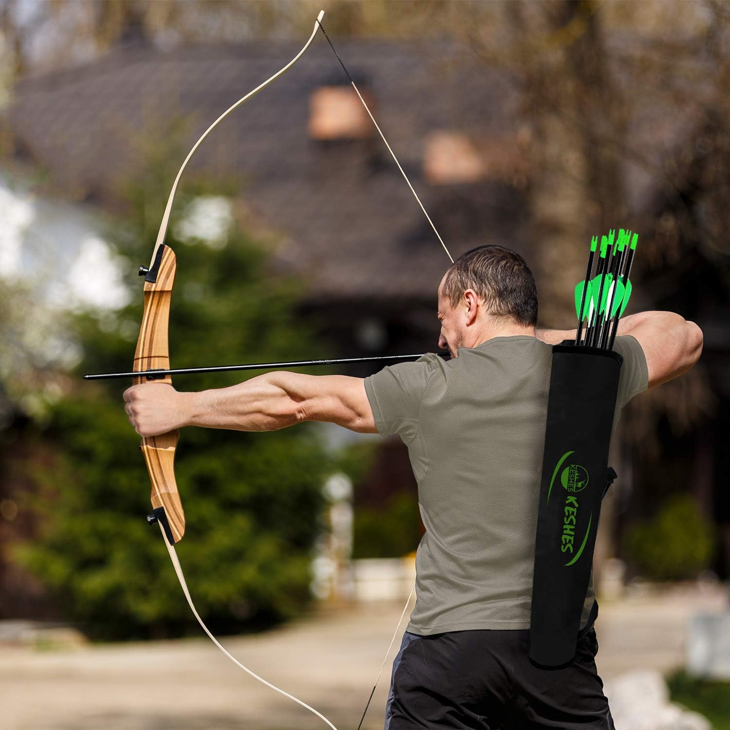 KESHES Archery Back Arrow Quiver Holder - Adjustable Quivers for Arrows, for Bow Hunting and Target Practicing; Youth and Adults (Black) : Sports & Outdoors