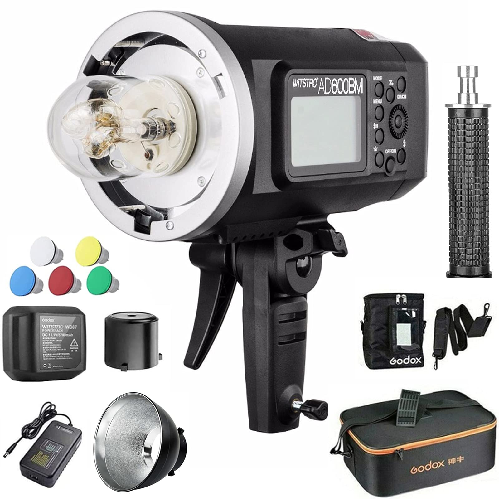 GODOX AD600BM Outdoor Flash Strobe Light Bowens Mount 600Ws GN87 HSS 2.4G Wireless X System, 8700mAh Battery, W CB-09 Carrying Bag PB-600 Portable Flash Bag