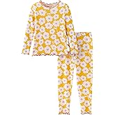 PATPAT Toddler Girls Pajama Sets Ages 2-12 Years - Snug Fit Long Sleeve Shirring Sleepwear, Soft Breathable Kids PJs