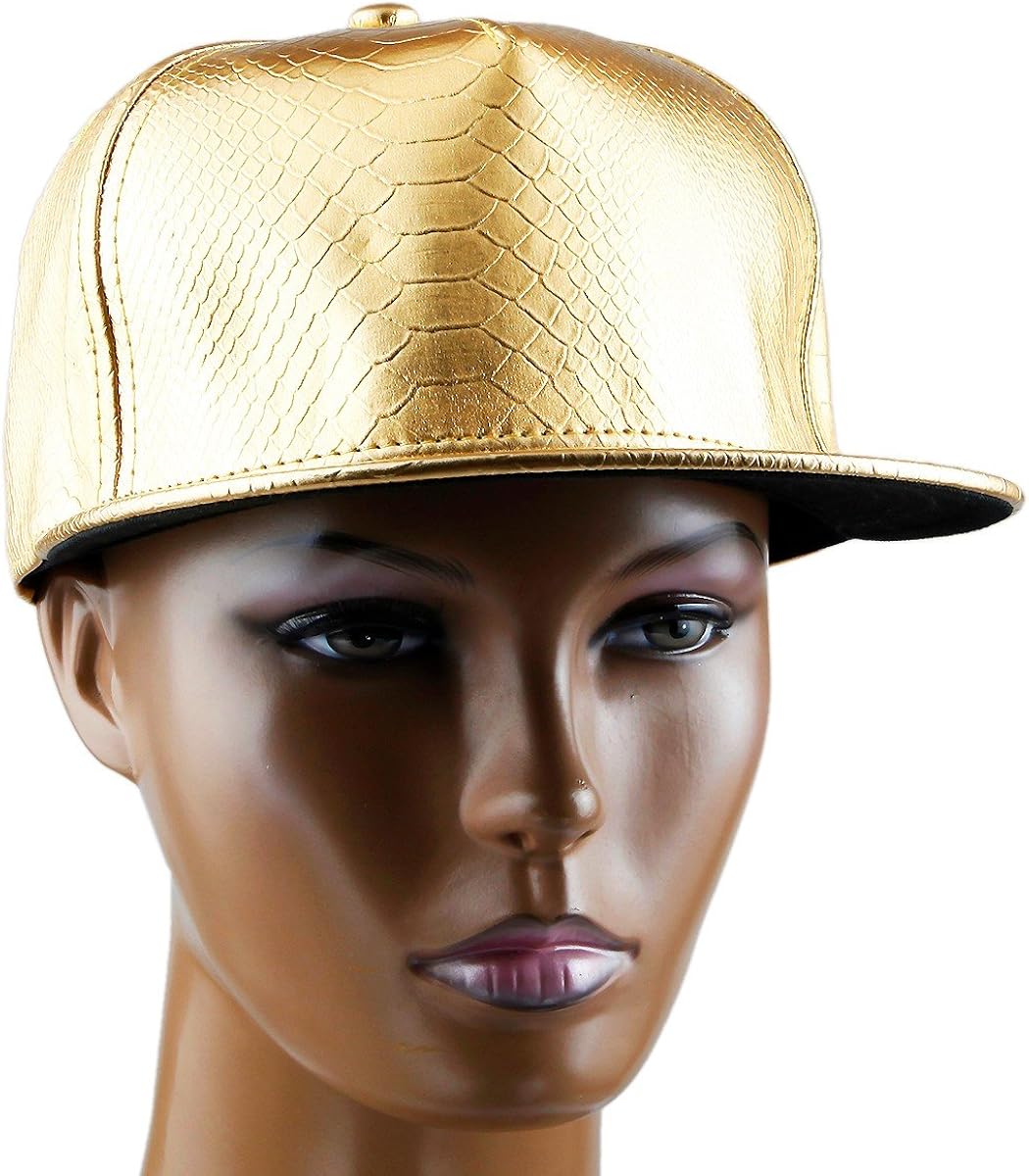 Samtree Unisex Snapback Hats,Adjustable Hip Hop Flat Brim Baseball Cap (01-Gold): Clothing