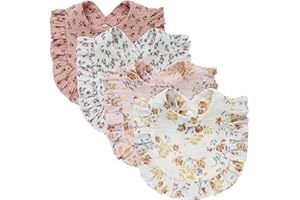4 PACK Solid Muslin Baby Drool Bibs Set for Unisex Boys Girls Cotton Adjustable Teething Feeding Drooling Bibs