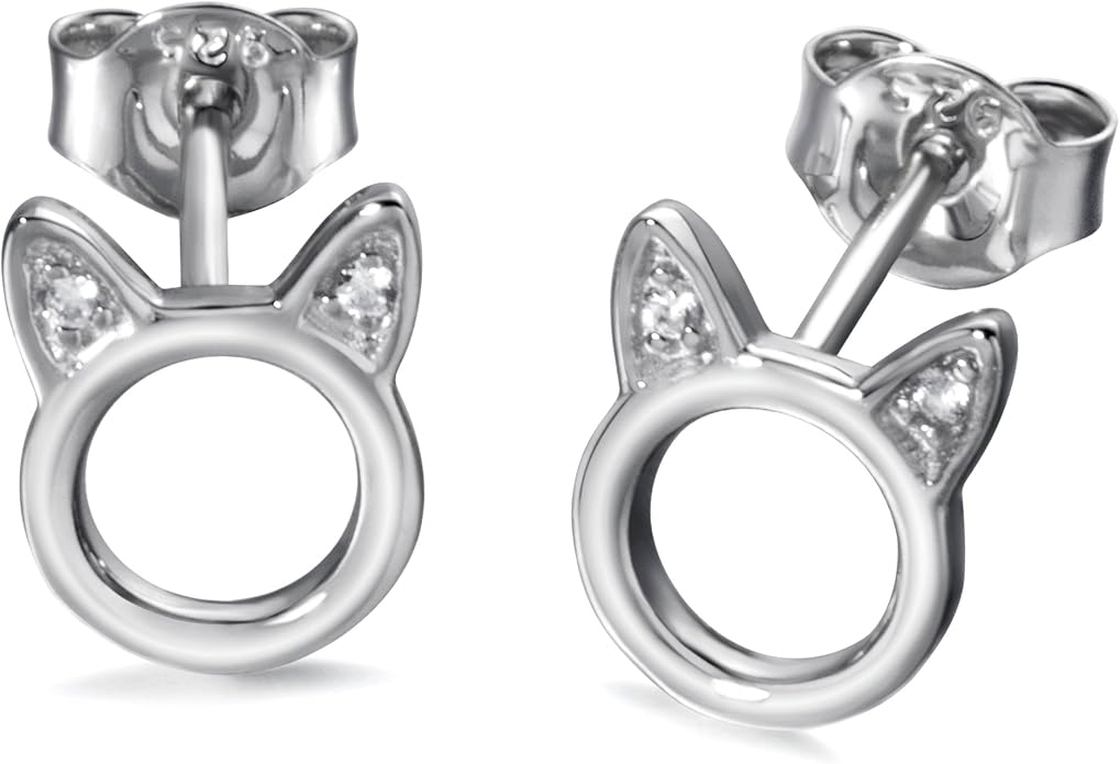 Boucles D'oreilles Pendantes Chat En Argent Sterling 925 - Cadeau Fille/ Femme, Neuf