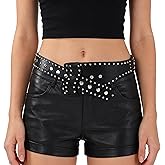 Eigso Vintage Wide Punk Style PU Leather Waist Belt with Rivets for Women Rock Studded Belt
