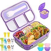 Bento Box, Lunch Box Kids, 1300ML with 4 Compartment&Food Picks Cake Cups, Containers for Adults/Kids/Toddler, Leak-Proof, Mi