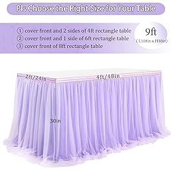 Tulle Table Skirts for Rectangle Tables 9FT Purple