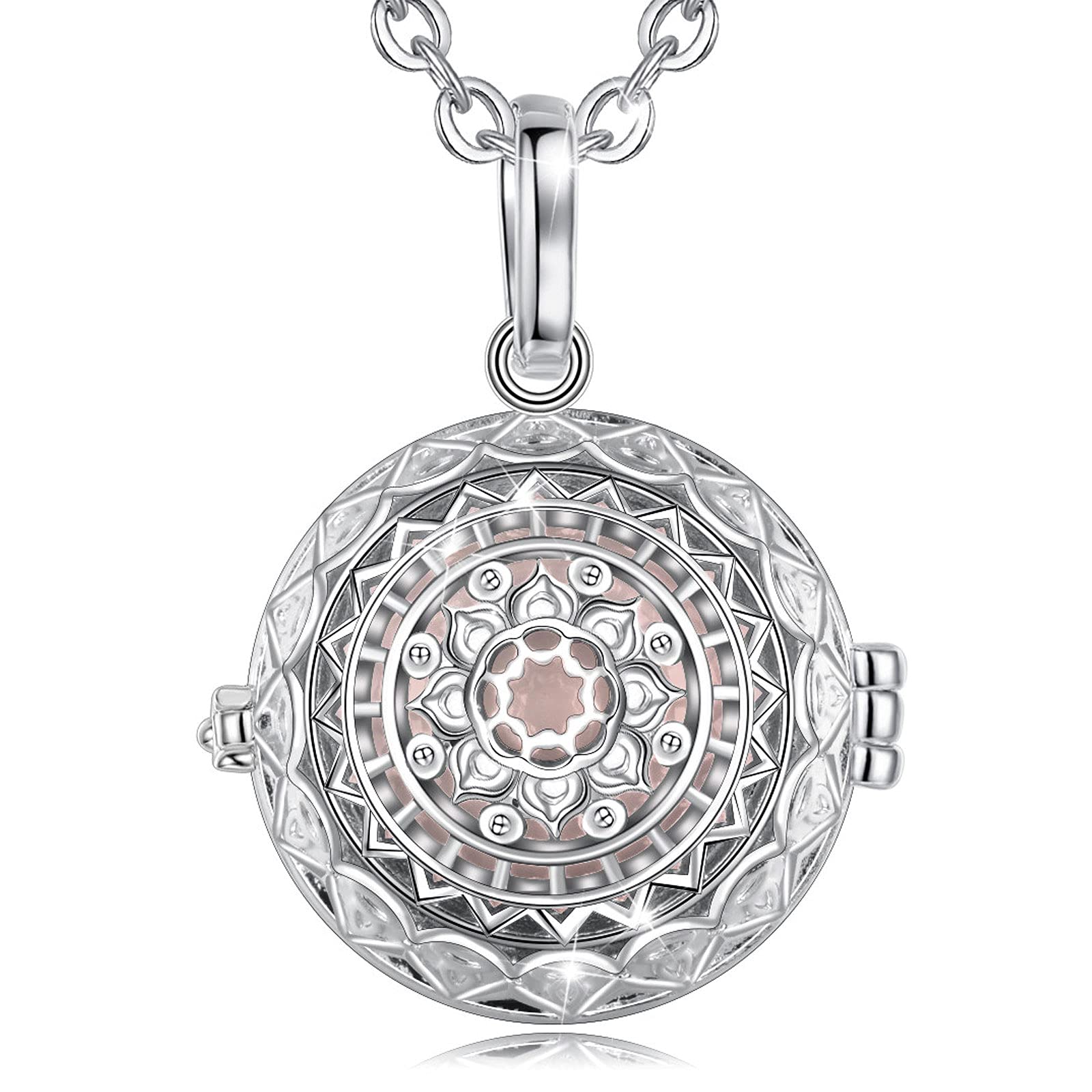 Eudora Harmony Bola Holy Lotus Pregnancy Necklace 20mm Mexican Angel Chime Caller Ball Pendant Music Chime Bell Women Jewellery, Romantic Gift 30", 45"