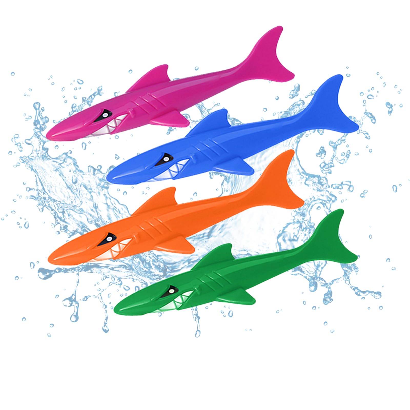 Jiuhao Diving Toys for Kids, 4 Pcs Summer Fun Swimming Pool Dive Toy Shark, Underwater Training Toys Diving Games Children's Gifts (Diving shark)