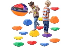 Fanboxk 15 Pcs Balance Jumping Stepping Stones for kids,Indoor or Outdoor Play Toddler Obstacle Course Promoting Coordination and Balance Game Toys for Ages 3 4 5 6 7 8+ Years