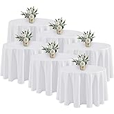 Fitable 6 Pack White Round Tablecloths - 120 Inches in Diameter - Stain Resistant and Washable Table Clothes, Polyester Fabric Table Covers for Wedding, Party, Banquet, Formal Events